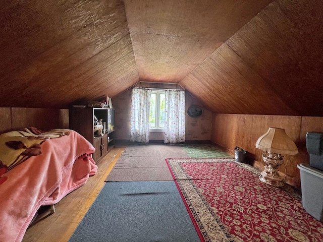 13 Pearl St, Fort Kent, ME 04743 - additional living space featuring wooden ceiling, vaulted ceiling, and wood walls