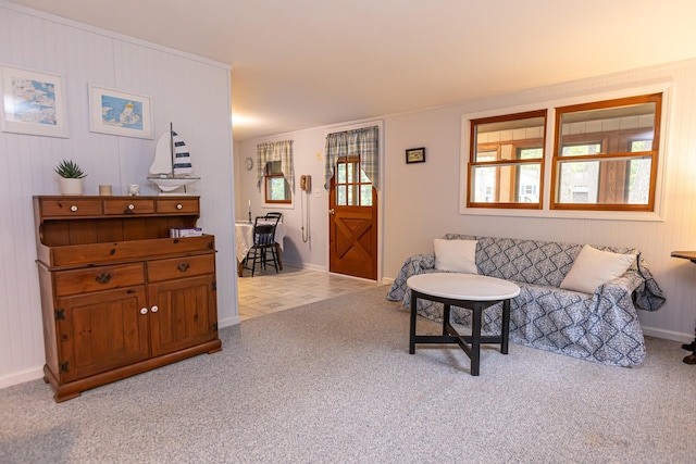 18 Julian St, Sebago, ME 04029 - carpeted living room featuring baseboards
