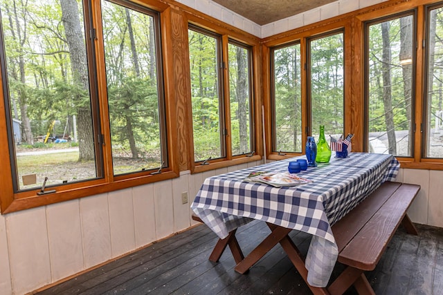 18 Julian St, Sebago, ME 04029 - sunroom / solarium with wood-type flooring and wooden walls
