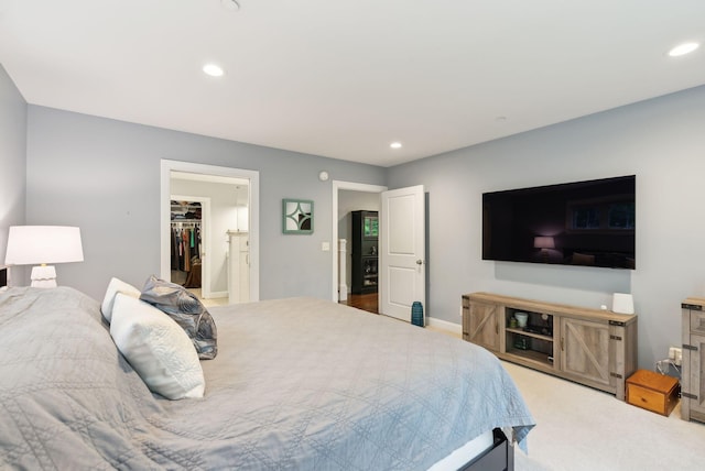 45 S Ridge Rd, Falmouth, ME 04105 - carpeted bedroom featuring a walk in closet, recessed lighting, baseboards, and a closet