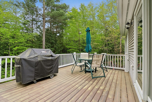 45 S Ridge Rd, Falmouth, ME 04105 - deck featuring area for grilling and outdoor dining area