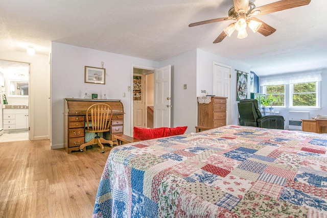 19 Rumery Rd, Lyman, ME 04002 - bedroom with light wood-style flooring, a ceiling fan, and baseboards