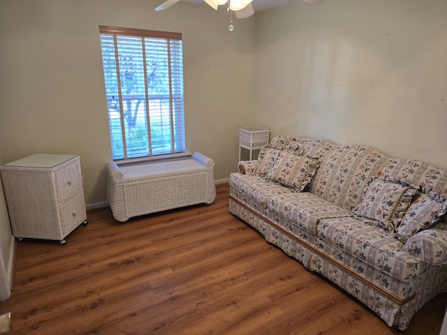 83 Clover Ln, Auburn, ME 04210 - bedroom featuring baseboards, wood finished floors, ceiling fan, and radiator heating unit