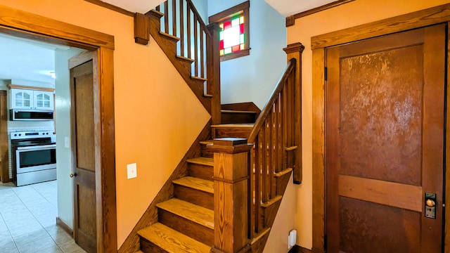 191 Bates St, Pittsfield, ME 04967 - staircase featuring tile patterned floors