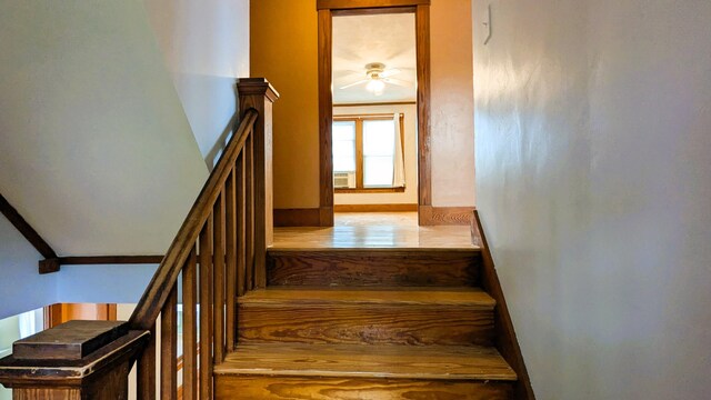 191 Bates St, Pittsfield, ME 04967 - stairway with a ceiling fan