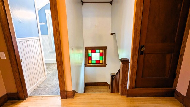 191 Bates St, Pittsfield, ME 04967 - staircase with hardwood / wood-style flooring