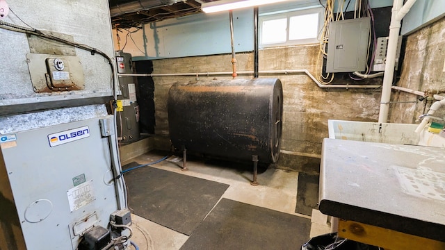 191 Bates St, Pittsfield, ME 04967 - utilities with heating fuel, electric panel, and secured water heater