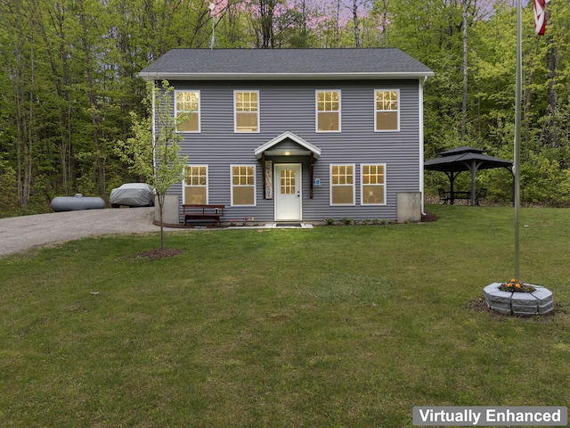 2 Ball Park Rd, Lewiston, ME 04240 - colonial home with a gazebo and a front lawn