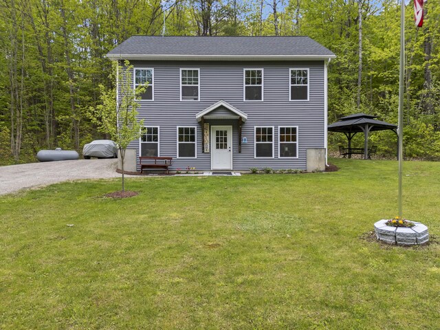 2 Ball Park Rd, Lewiston, ME 04240 - colonial-style house featuring a gazebo and a front lawn
