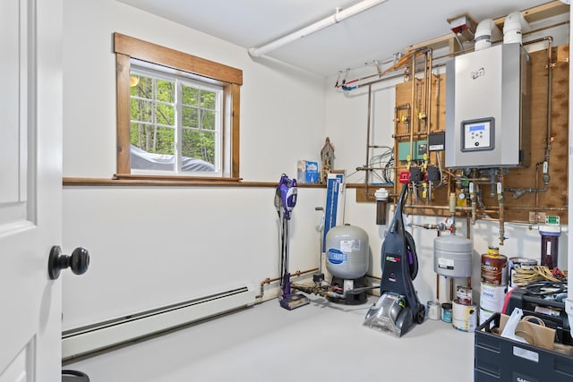 2 Ball Park Rd, Lewiston, ME 04240 - utility room with water heater and baseboard heating