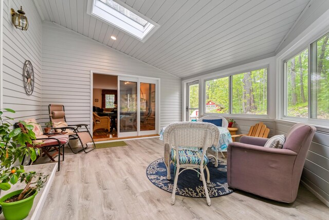 3 Payneton Hill Rd, York, ME 03909 - sunroom / solarium featuring vaulted ceiling, plenty of natural light, wood finished floors, and wooden walls