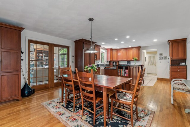 3 Payneton Hill Rd, York, ME 03909 - dining room featuring light wood-style flooring, recessed lighting, french doors, and baseboards