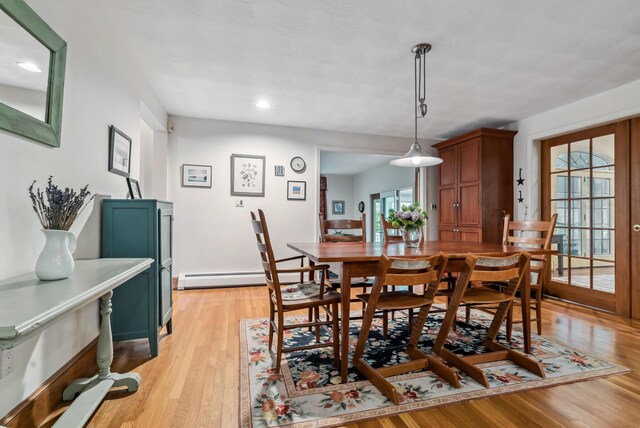 3 Payneton Hill Rd, York, ME 03909 - dining space featuring light wood-type flooring, recessed lighting, and baseboard heating