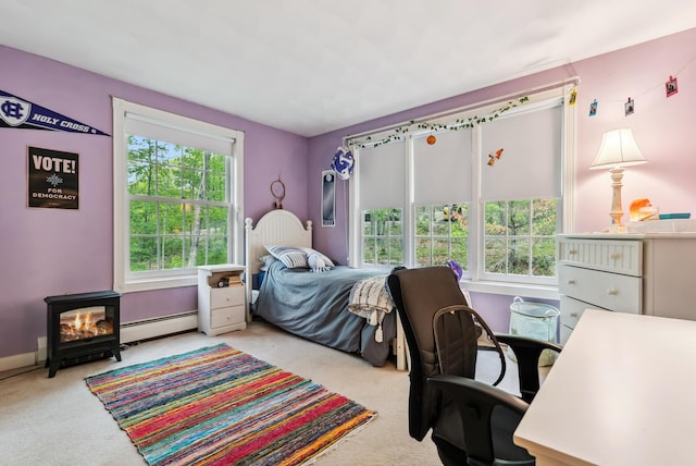 3 Payneton Hill Rd, York, ME 03909 - bedroom with a baseboard radiator, carpet, baseboards, and a desk