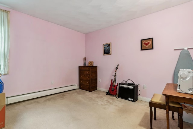 3 Payneton Hill Rd, York, ME 03909 - sitting room with a baseboard radiator, light carpet, and baseboards