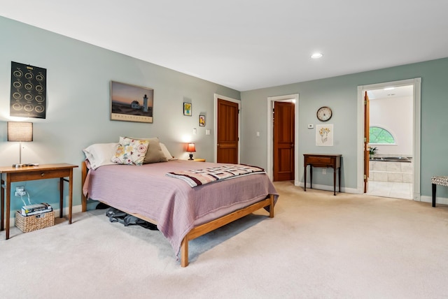 3 Payneton Hill Rd, York, ME 03909 - bedroom featuring light colored carpet, baseboards, ensuite bath, and recessed lighting