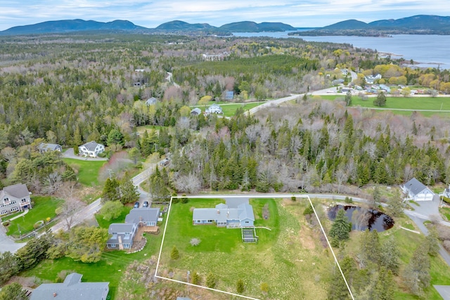 4 Seawall Point Ln, Southwest Harbor, ME 04679 - view of property location featuring property boundaries highlighted, a water and mountain view, and a heavily wooded area