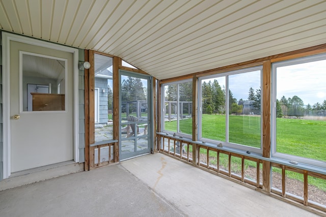 4 Seawall Point Ln, Southwest Harbor, ME 04679 - unfurnished sunroom with a water view and vaulted ceiling