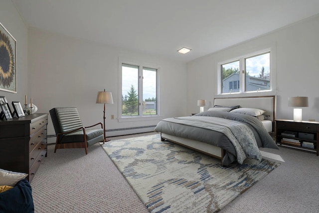 4 Seawall Point Ln, Southwest Harbor, ME 04679 - bedroom featuring a baseboard radiator, multiple windows, and carpet