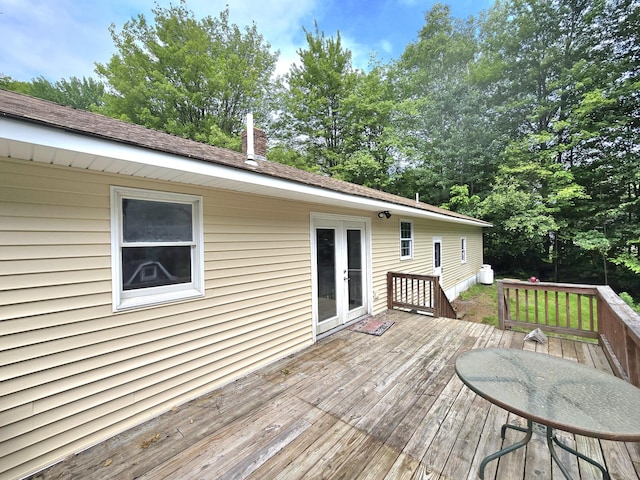 60 Rolling Rdg, Jay, ME 04239 - wooden terrace with french doors