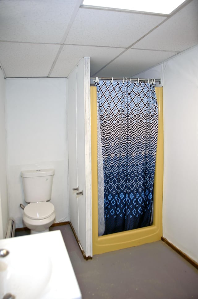60 Rolling Rdg, Jay, ME 04239 - bathroom with a drop ceiling and a shower with curtain
