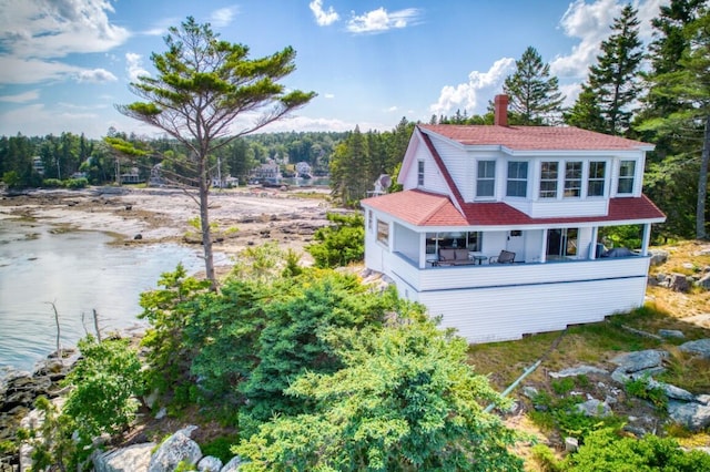 16 Tilton Ln, Southport, ME 04576 - rear view of property featuring a water view