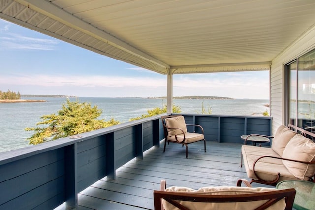 16 Tilton Ln, Southport, ME 04576 - wooden terrace with a water view