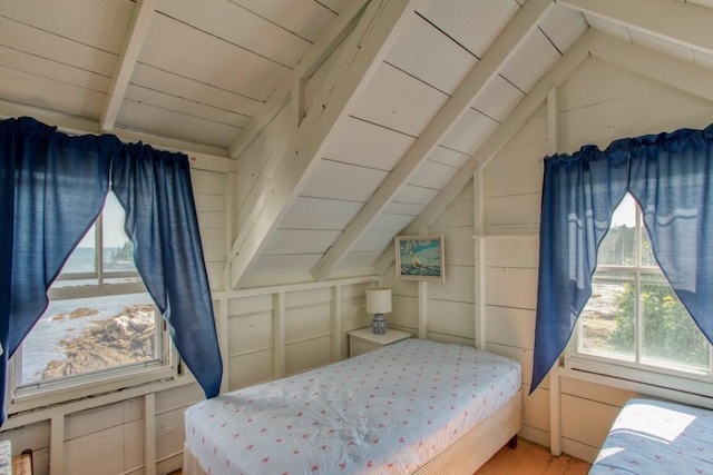 16 Tilton Ln, Southport, ME 04576 - bedroom with wood ceiling and light wood finished floors