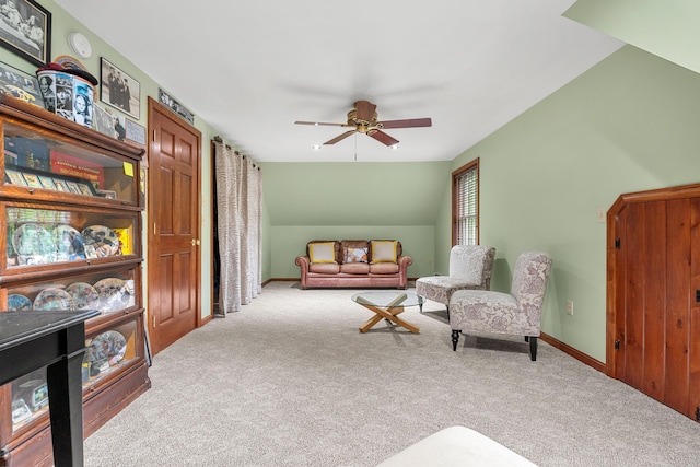 27 Wilmer Chase Rd, North Berwick, ME 03906 - living area featuring carpet floors, ceiling fan, and baseboards
