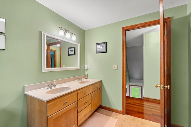 27 Wilmer Chase Rd, North Berwick, ME 03906 - full bath with double vanity, tile patterned floors, and baseboards