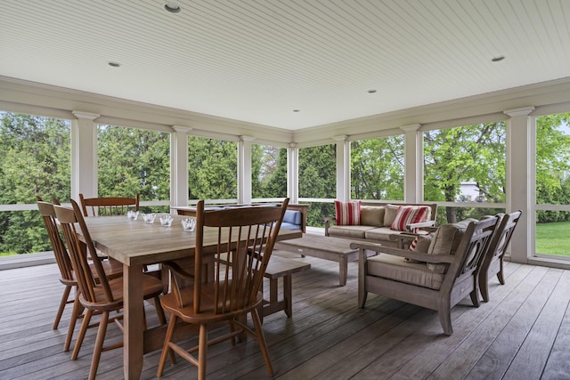 52 Lester B Orcutt Blvd, Biddeford, ME 04006 - sunroom / solarium featuring a wooden deck and hardwood / wood-style floors