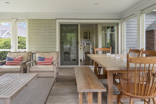 52 Lester B Orcutt Blvd, Biddeford, ME 04006 - wooden deck featuring an outdoor living space and outdoor dining space