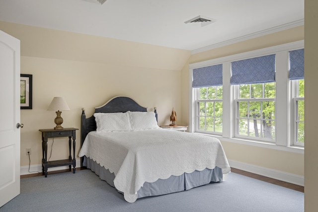 52 Lester B Orcutt Blvd, Biddeford, ME 04006 - bedroom with baseboards, crown molding, and vaulted ceiling