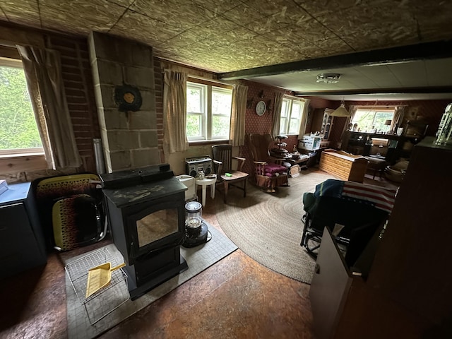 694 Calais Rd, Hodgdon, ME 04730 - living area with a wood stove