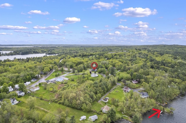 14 Lakeshore Dr, Belgrade, ME 04918 - aerial view of property and surrounding area with a forest and a nearby body of water