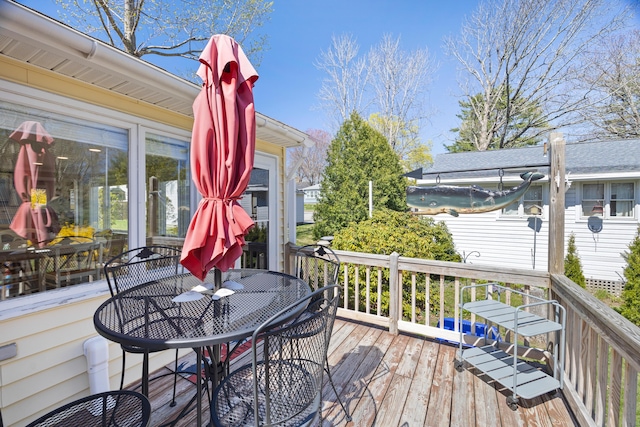 10 Lake Ave, Old Orchard Beach, ME 04064 - wooden terrace featuring outdoor dining area