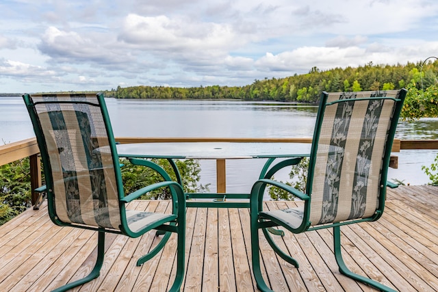 18 Breezy Knoll Dr, Princeton, ME 04668 - wooden deck featuring a water view and a view of trees