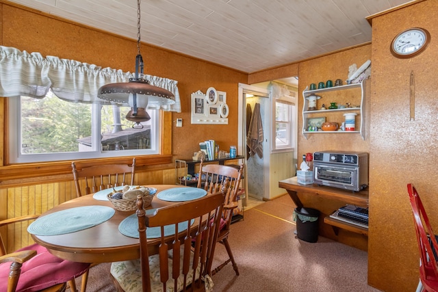 18 Breezy Knoll Dr, Princeton, ME 04668 - carpeted dining area with wood ceiling