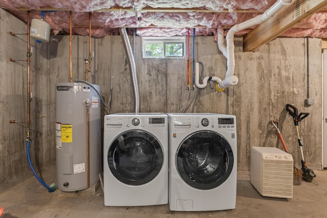301 Pine Springs Rd, Shapleigh, ME 04076 - laundry area with water heater and washing machine and dryer