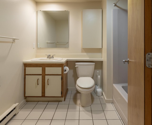 20 W St Unit 3, Portland, ME 04102 - bathroom featuring a baseboard heating unit, toilet, vanity, tile patterned flooring, and baseboards