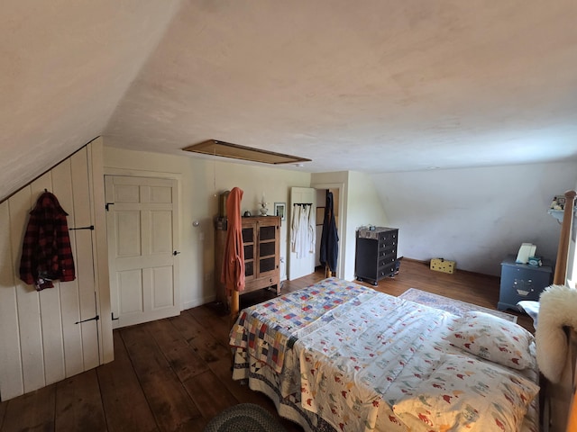 13 Bishop Farm Rd, Brownfield, ME 04010 - bedroom with attic access, hardwood / wood-style flooring, and lofted ceiling