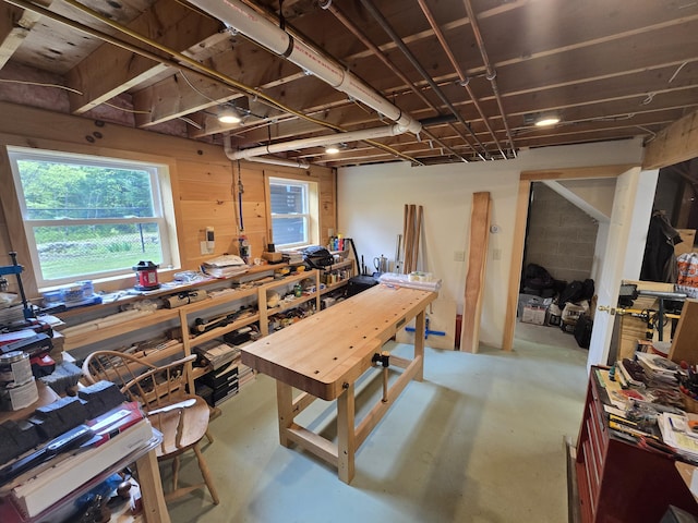 13 Bishop Farm Rd, Brownfield, ME 04010 - misc room featuring concrete floors and a workshop area