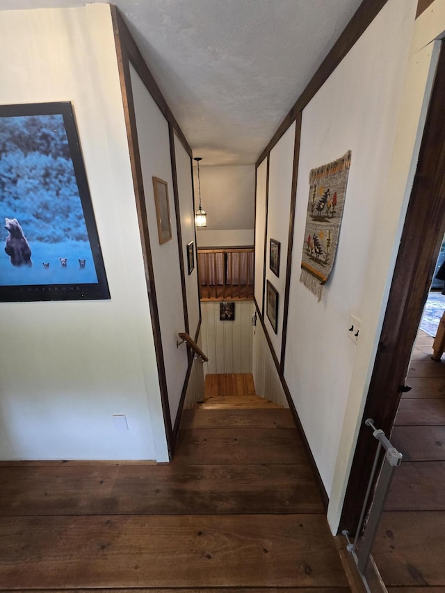 13 Bishop Farm Rd, Brownfield, ME 04010 - hallway with wood-type flooring and a textured ceiling