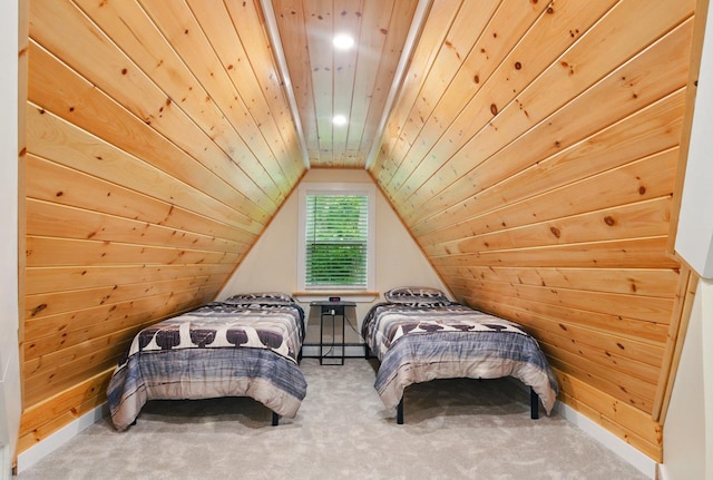 7 Scenic View Dr, Naples, ME 04055 - carpeted bedroom featuring vaulted ceiling and wooden ceiling