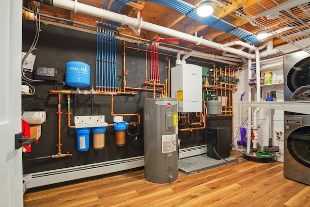7 Scenic View Dr, Naples, ME 04055 - utilities featuring water heater, a baseboard heating unit, and washer / clothes dryer