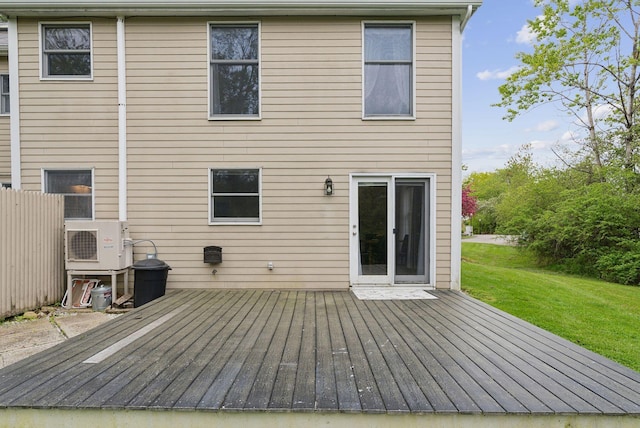 7 Apple Ledge Dr Unit 7A, Portland, ME 04103 - back of house with a wooden deck, ac unit, and a lawn