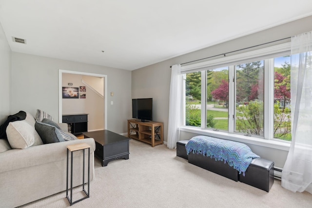 7 Apple Ledge Dr Unit 7A, Portland, ME 04103 - living room with light carpet and a baseboard radiator