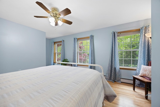 30 Maxfield Dr, Orono, ME 04473 - bedroom featuring light wood-style floors, ceiling fan, and a baseboard heating unit