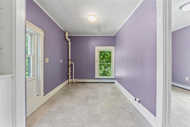 130 W Broadway, Bangor, ME 04401 - spare room featuring ornamental molding, a baseboard radiator, and a baseboard heating unit
