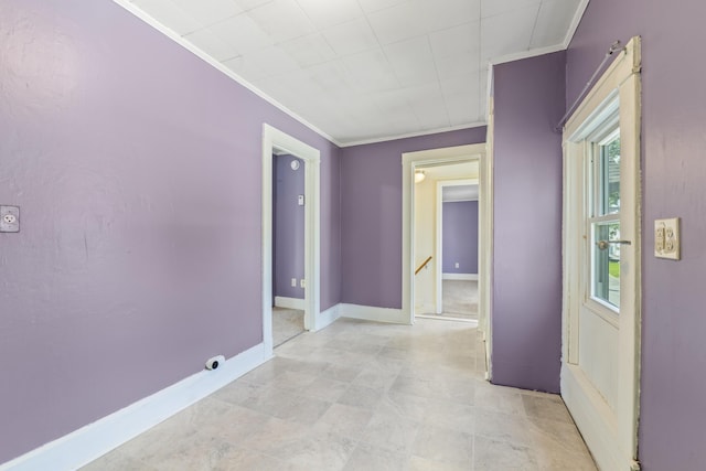 130 W Broadway, Bangor, ME 04401 - hallway featuring ornamental molding and an upstairs landing